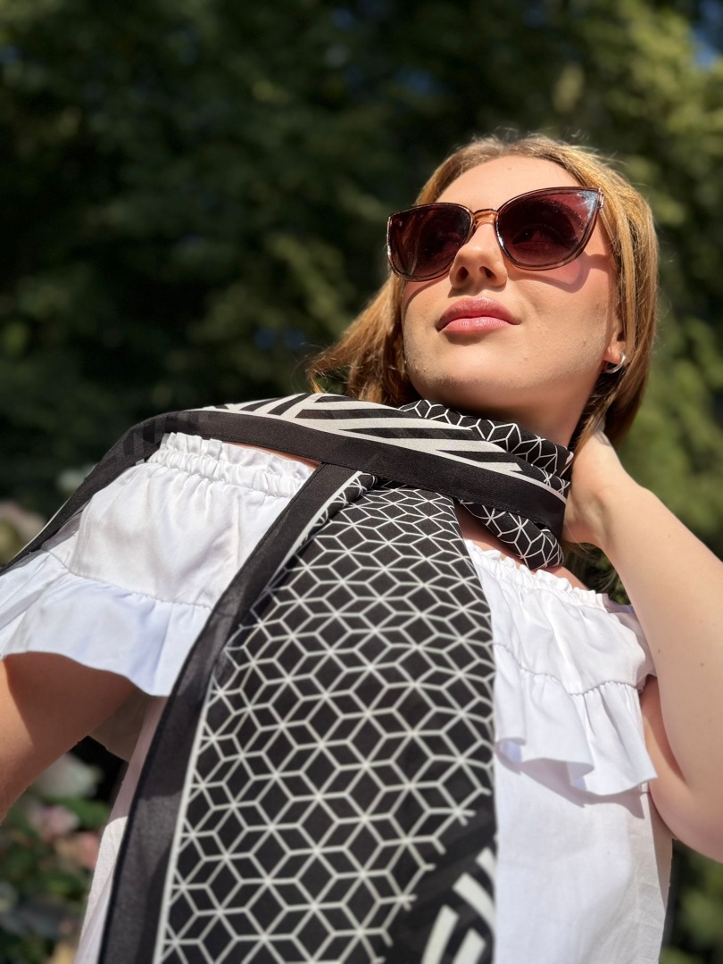 SDM-07 Unikat jedwabny szalik dwustronny 145x30cm